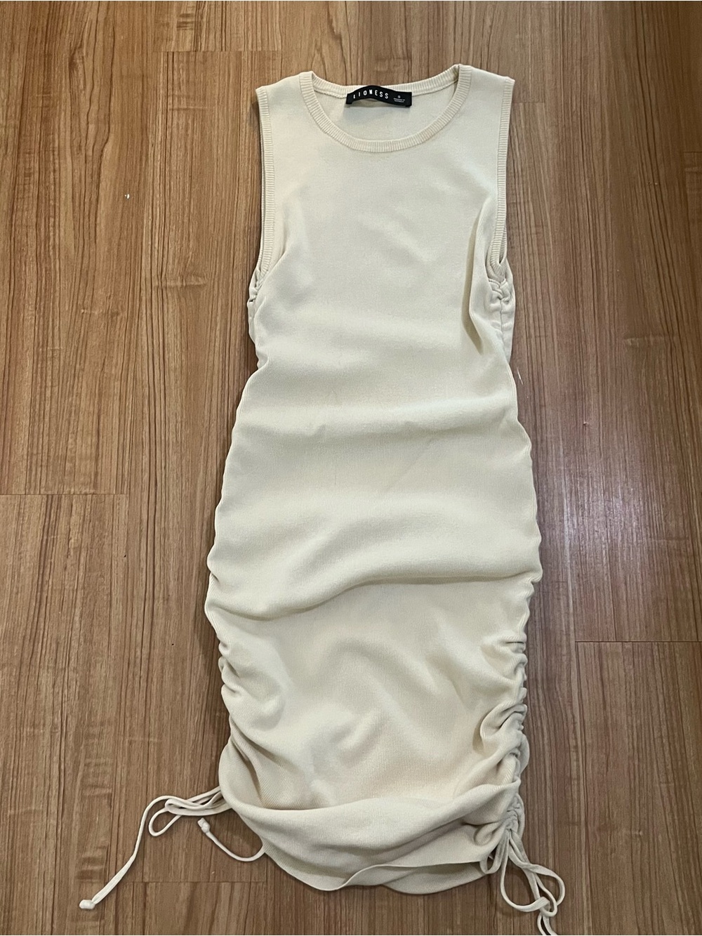 Bodycon Ruched Cream Dress - lioness